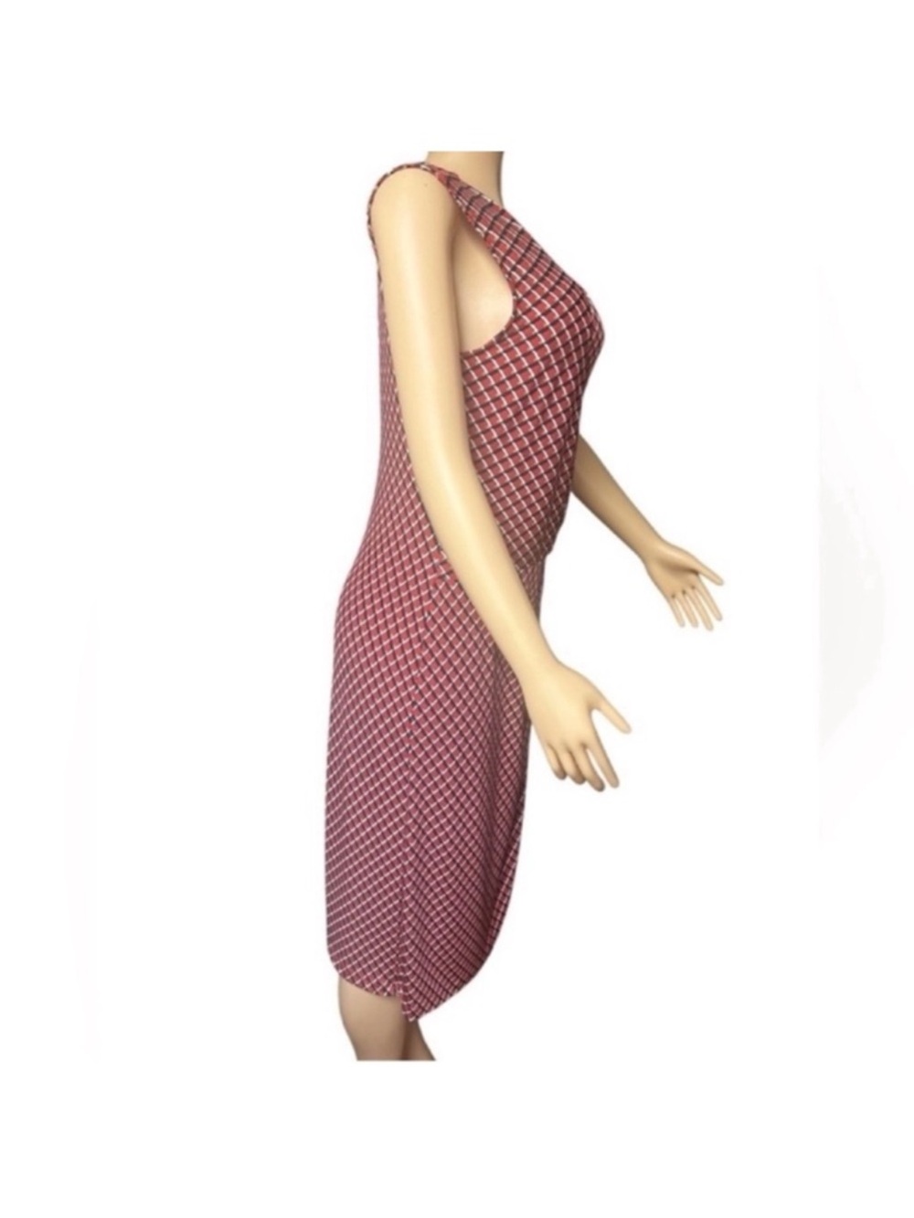 NWT Banana Republic Sleeveless Women’s Red and Navy Geometric Wrap Dress - Picture 3 of 16